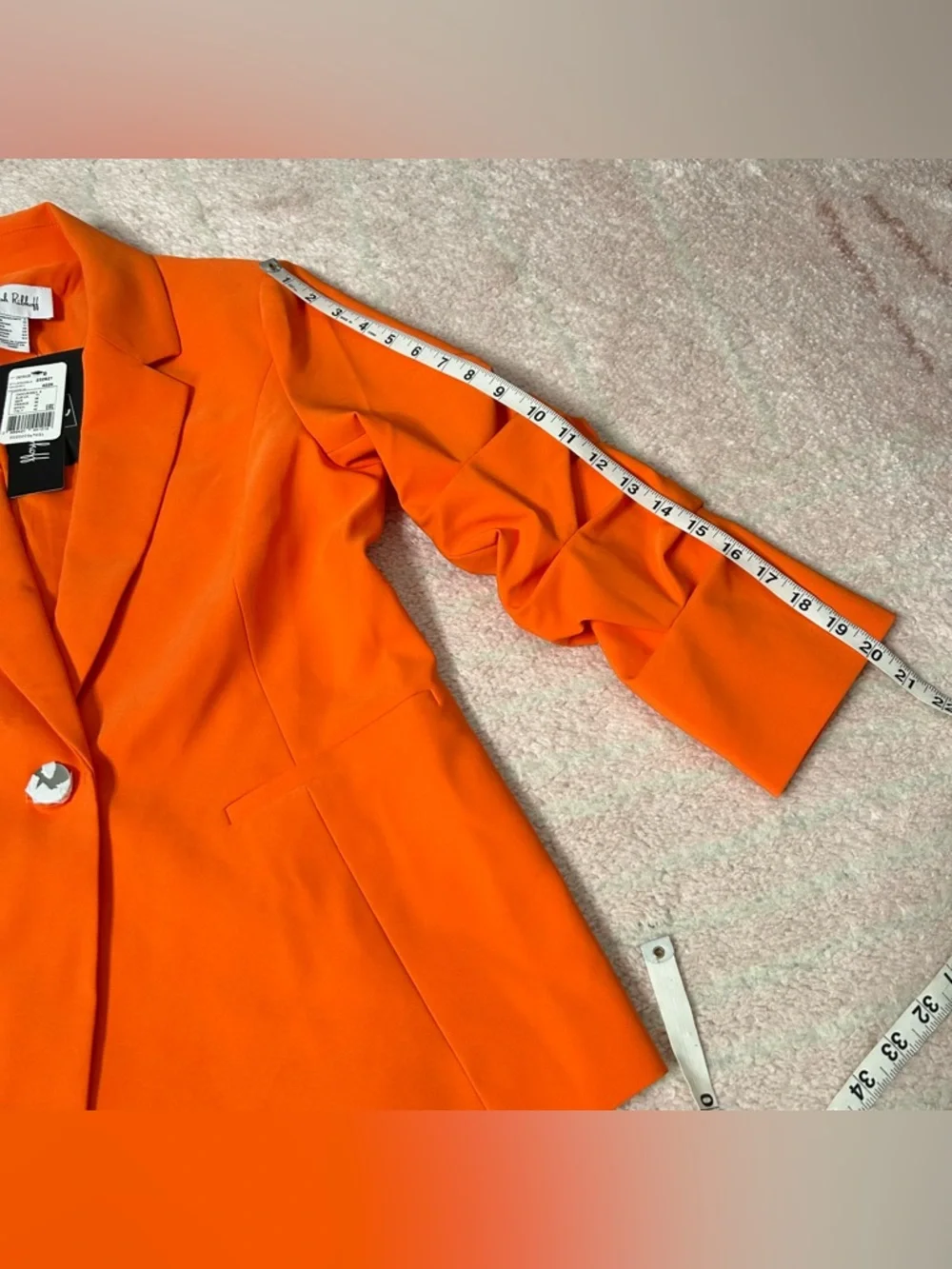 NWT Joseph Ribkoff Bright Orange Ruched-Sleeve Single-Button Blazer Size 8 Fall - Picture 10 of 10